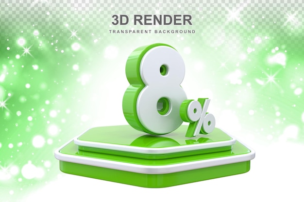 8 Prozent Promotion Podium 3D-Rendering
