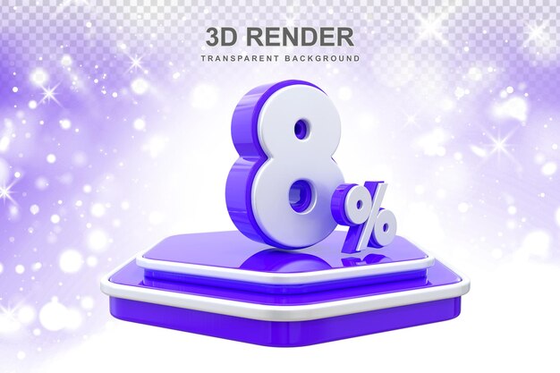 8 Prozent Promotion Podium 3D-Rendering