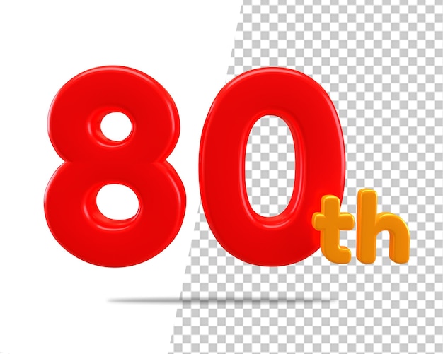 80 aniversario ochenta número 3d render