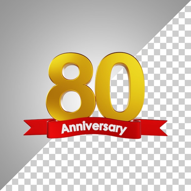 80 años feliz aniversario número 3D Rendering