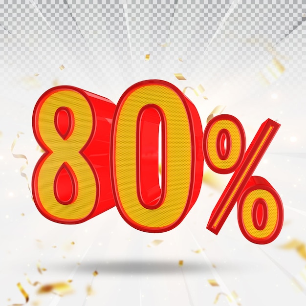 80 por ciento de descuento 3d render PSD Premium