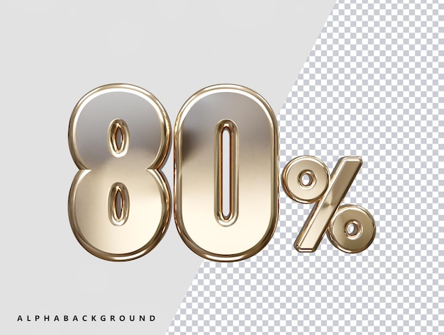 80 por ciento de descuento en el efecto de texto vectorial de renderización 3D de oro