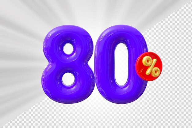 80 por ciento de descuento en el globo púrpura número 3D