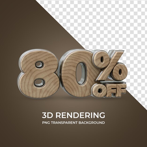 80 por ciento de descuento en renderizado 3d estilo de madera de fondo transparente aislado