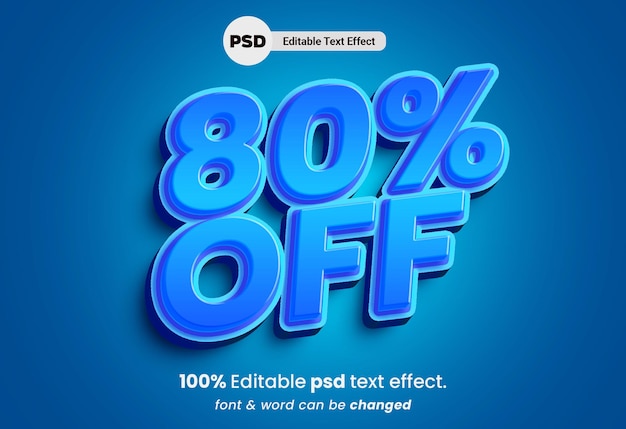 80 de descuento en efecto de texto editable en 3D