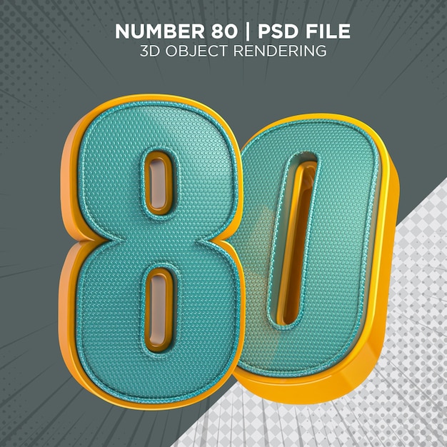 80 dix-huit numéro rendu 3d isolé