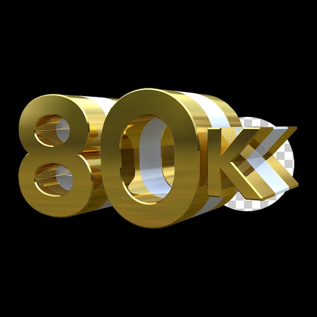 80 mil seguidores nas redes sociais Obrigado Post Design 3D Render Gold