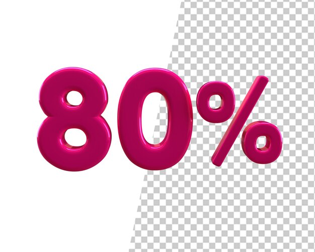 80% numero 3d rosa