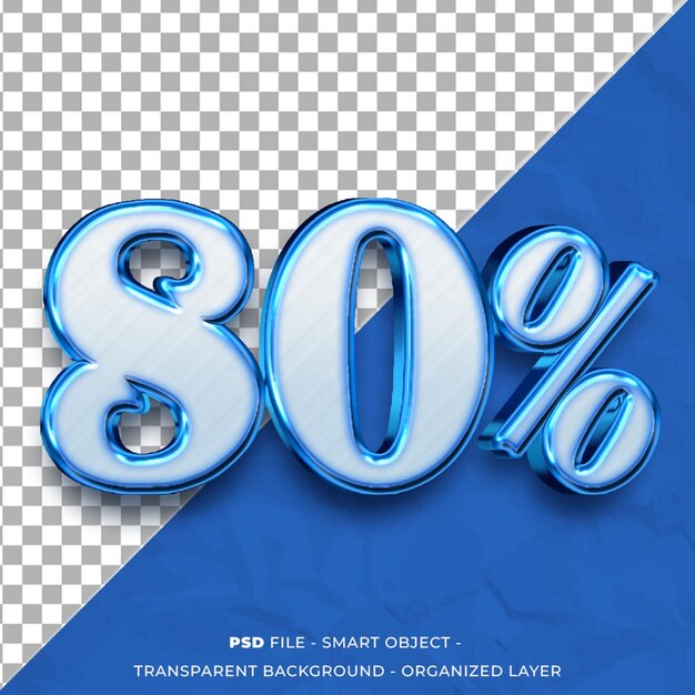 80% offrent un modèle avec un texte numérique personnalisé, un effet de style 3D modifiable