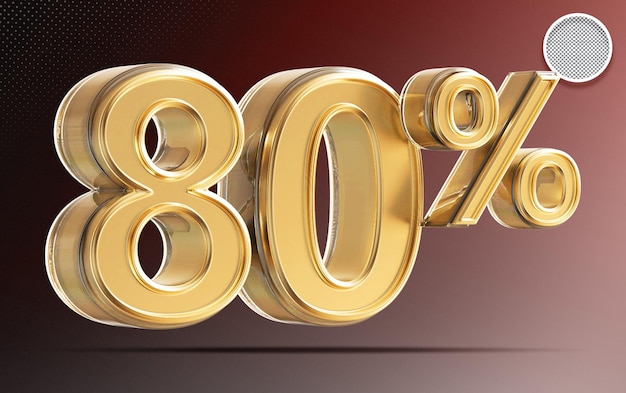 80 Percent Off Sale Gold 3D Render