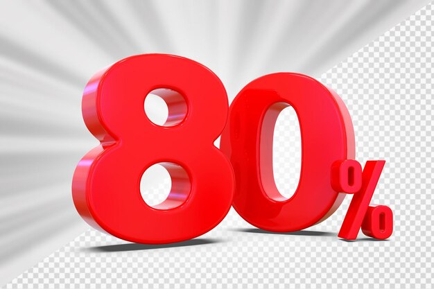80 Prozent rotes Angebot in 3D