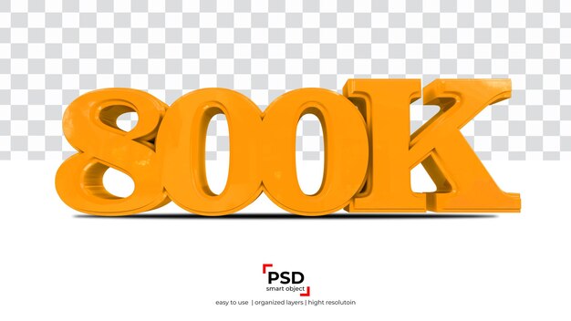 800K Seguidor mejor renderizado 3D en fondo de transparencia