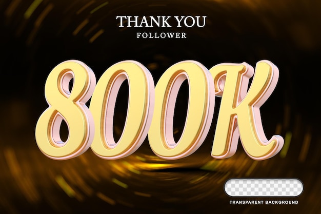 800K seguidor número de oro 3D