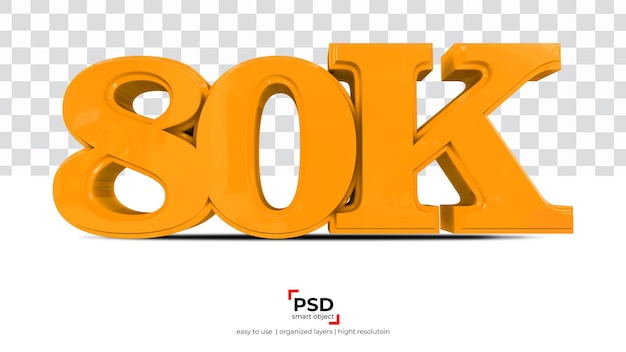 80k follower bestes 3d-rendering im transparenten hintergrund