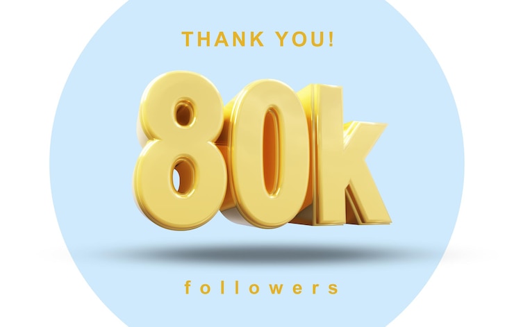 PSD 80k follower sui social media design gold rendering 3d