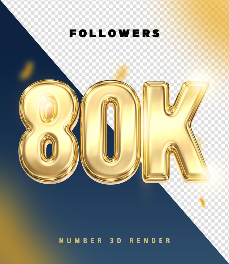PSD 80k followers - gold 3d render per i social media