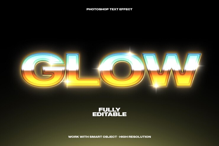 PSD 80s chrome gradient psd efecto de texto editable en photoshop