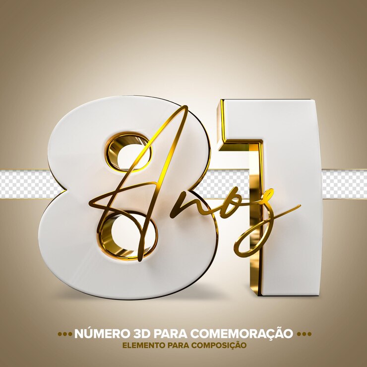 PSD 81 anos comemoração número 3d branco e dourado