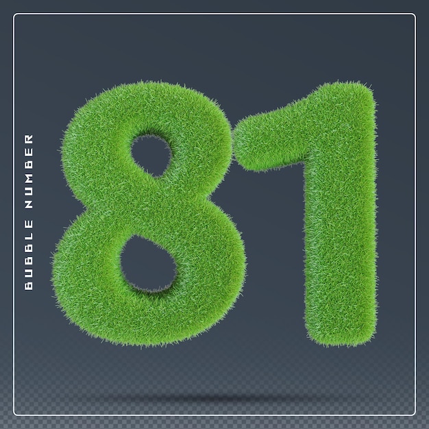 81 número de hierba verde 3d render