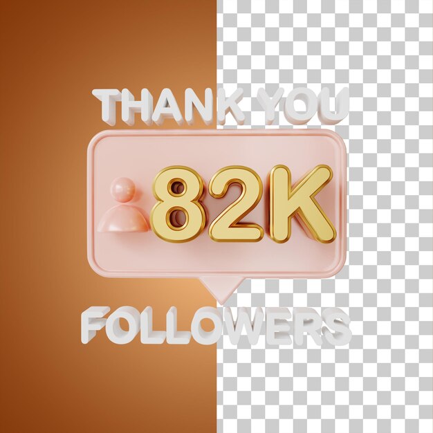 82.000 Follower Gold 3D-Rendering