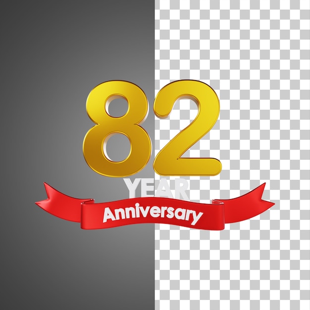82 años feliz aniversario número 3d ilustración
