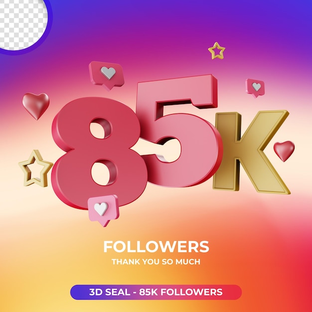 85.000 follower mit 3d-instagram-symbol