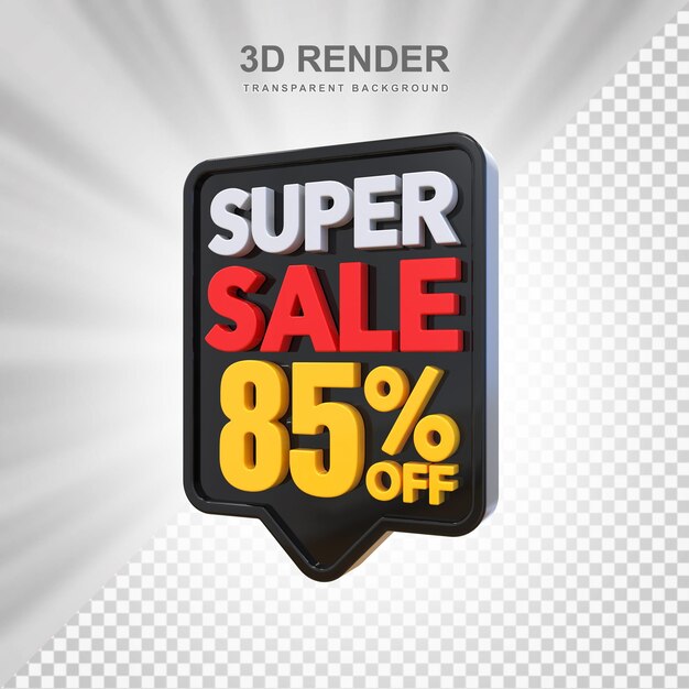 85% de desconto no rótulo 3d