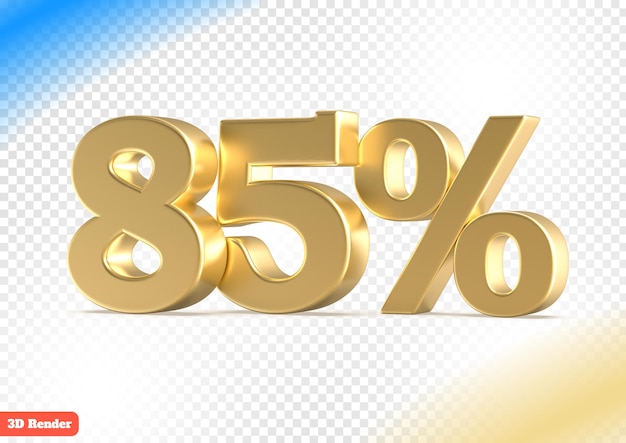 85 Prozent Gold Nummer 3D-Rendering