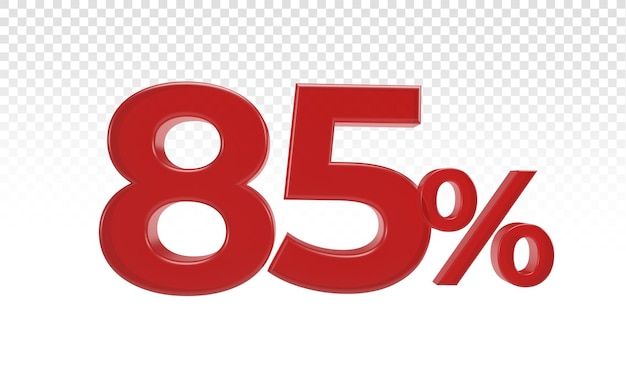 85 Prozent rotes 3D-Rendering