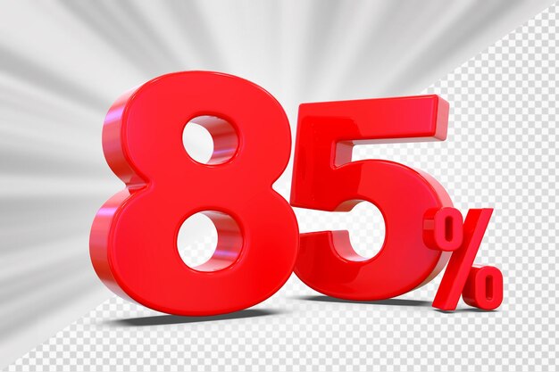 85 Prozent rotes Angebot in 3D