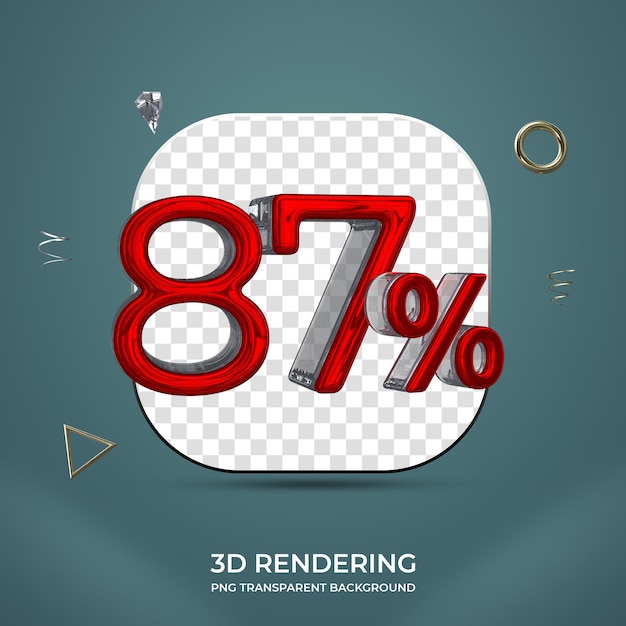 87 por ciento número 3d fondo transparente