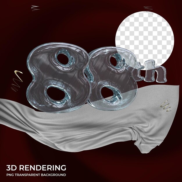 88 anniversary poster 3d rendering transparent background