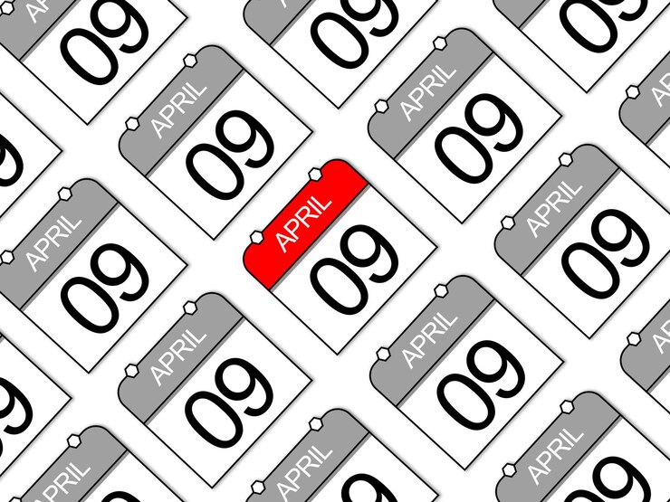 PSD 9 aprile calendario giornaliero modello senza cuciture sfondo