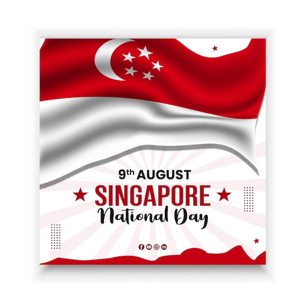 9. August Singapur Unabhängigkeitstag Post und Banner Design Vorlage für soziale Medien und Instagram