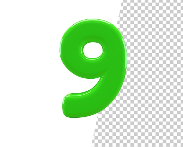 9 número nueve verde texto 3d