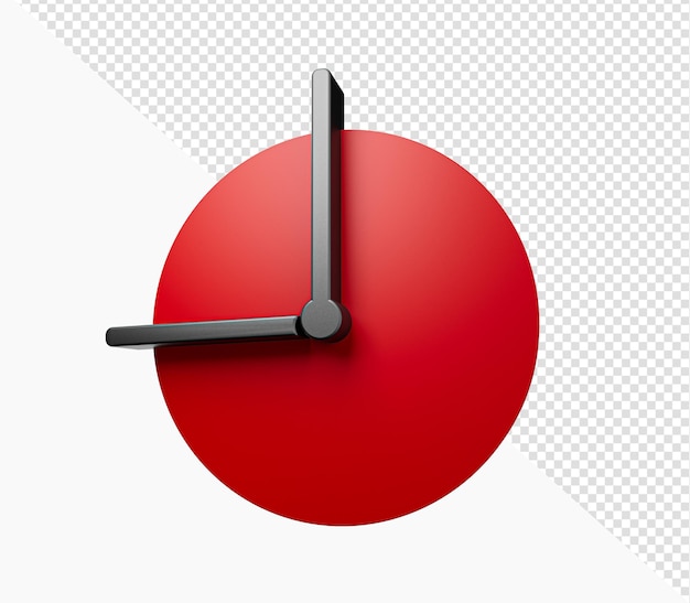 9 o39clock red clock isolated on isolated background minimal 3d clock 3d illustration