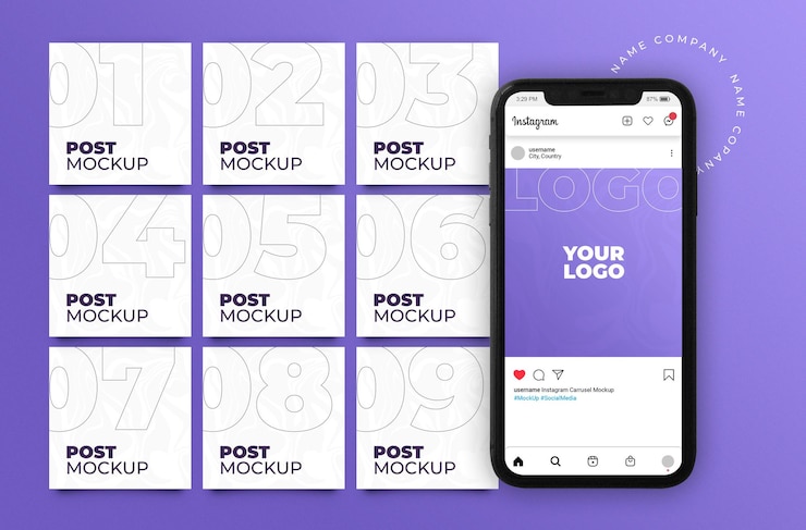 PSD 9 post feed for instagram