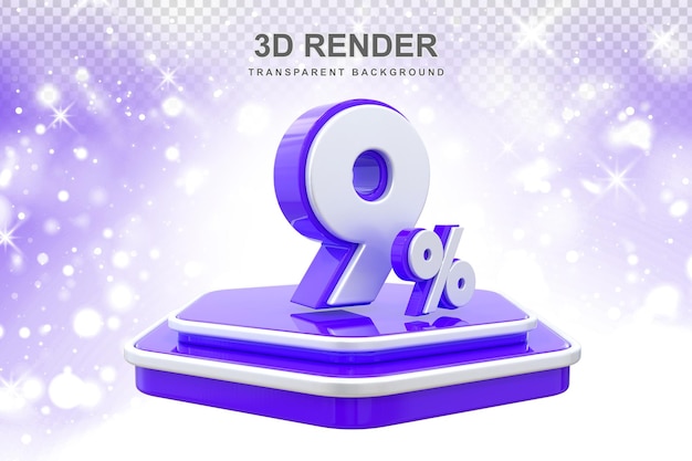 9 Prozent Promotion Podium 3D-Rendering