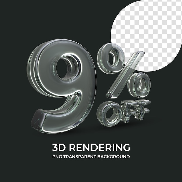 9 Prozent Rabatt 3D-Rendering isolierter transparenter Hintergrund