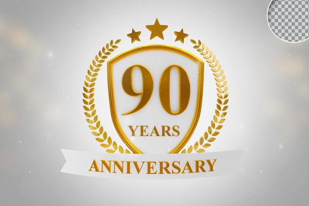90 anni anniversario modello oro 3d rendering isolato