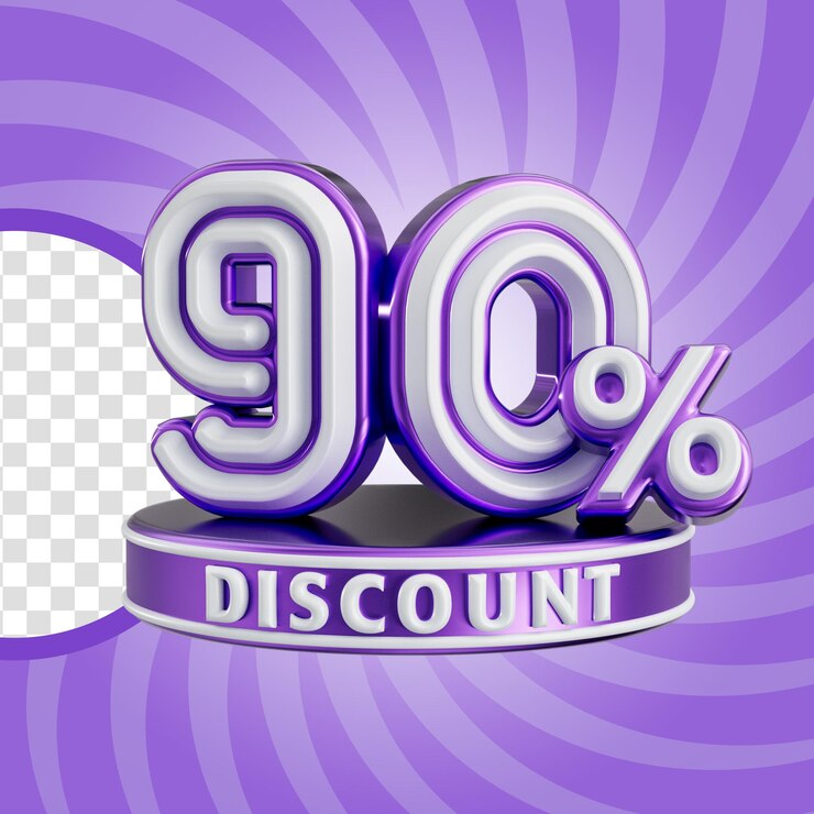 PSD 90 por ciento de descuento para banner de venta de tienda en línea número realista concepto de renderizado 3d