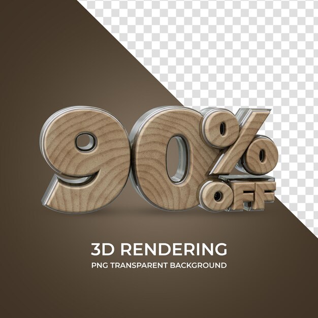 90 por ciento de descuento en renderizado 3d estilo de madera de fondo transparente aislado