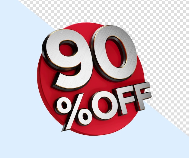 90 por ciento de descuento Signo 3d en blanco Oferta especial Etiqueta de descuento del 90 Venta flash Hasta el noventa por ciento de descuento