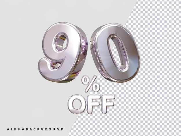 90 por ciento de descuento en la venta Ilustración de texto de renderizado 3D