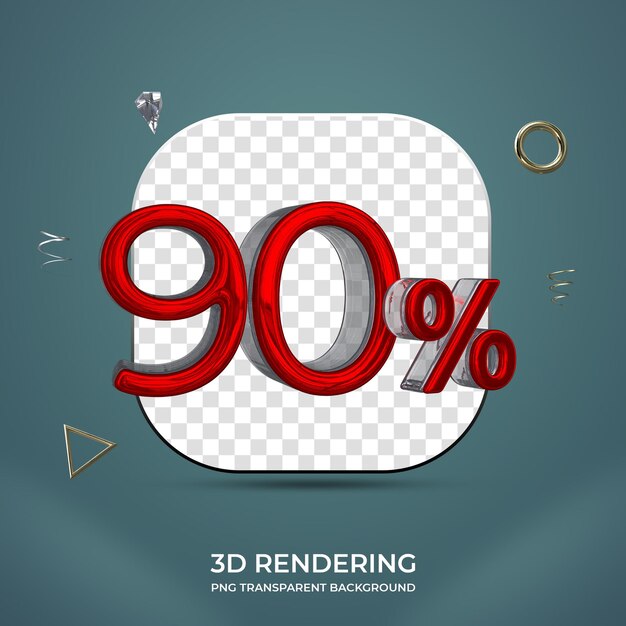 90 por ciento número 3d fondo transparente