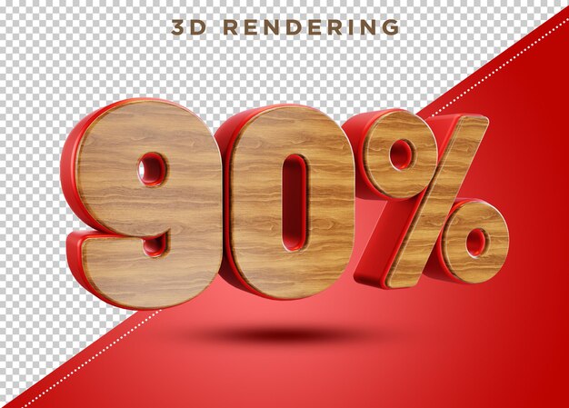 90 por ciento de representación de texto 3d psd