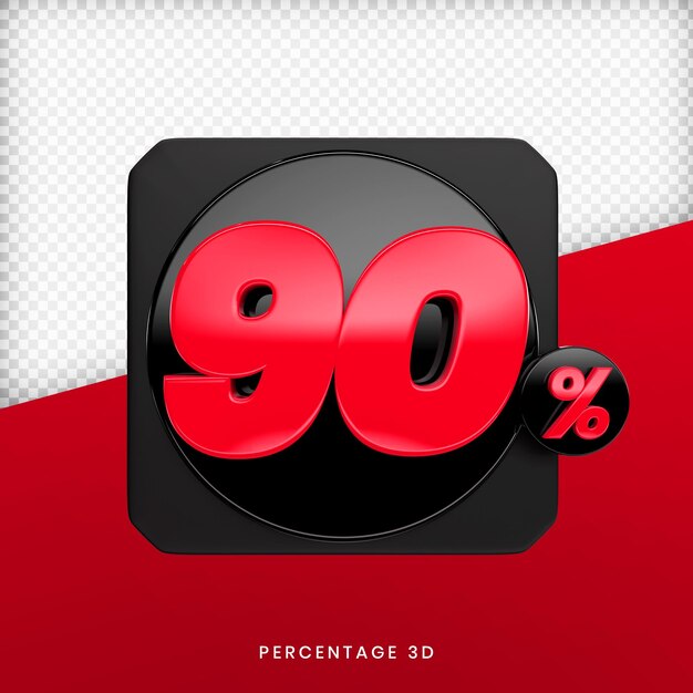 90 por cento 3d render psd premium