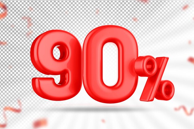 90 Prozent rotes Angebot in 3D