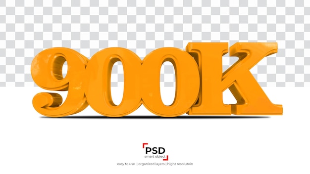 900k Follower Meilleur Rendu 3d En Arrière-plan Transparent