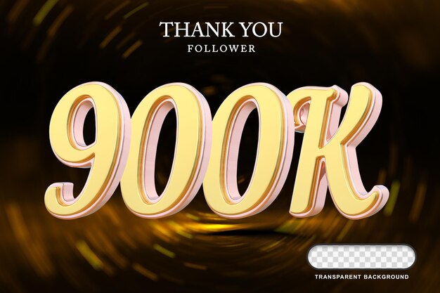 900K Seguidor Número de Oro en 3D
